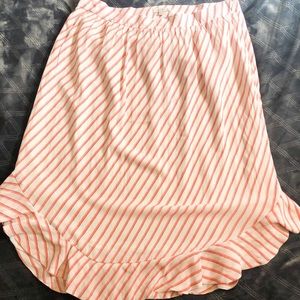 LOFT White, Pink and Red Knee-length Skirt